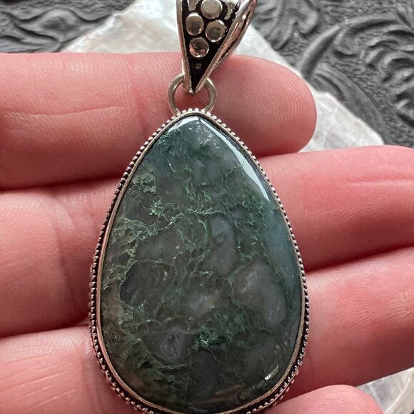 Moss Agate Stone Jewelry Crystal Pendant - Picture 5 of 8